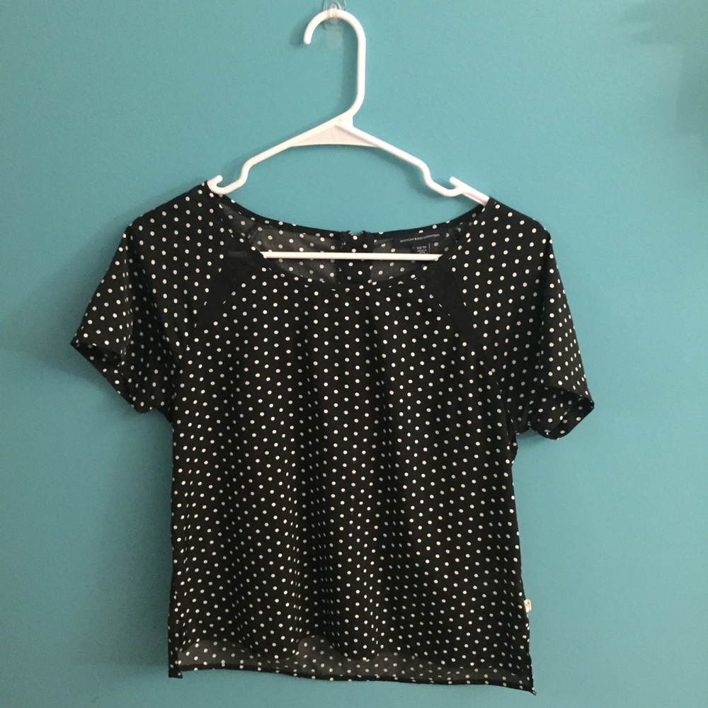 Black and white polka dot top